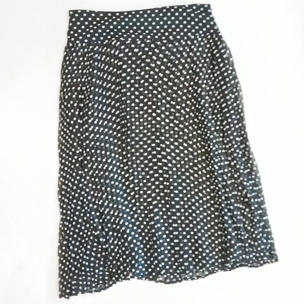 Rafaella Womens Black And White Polka Dot Pleated Flowy Knee Length Skirt  💗
